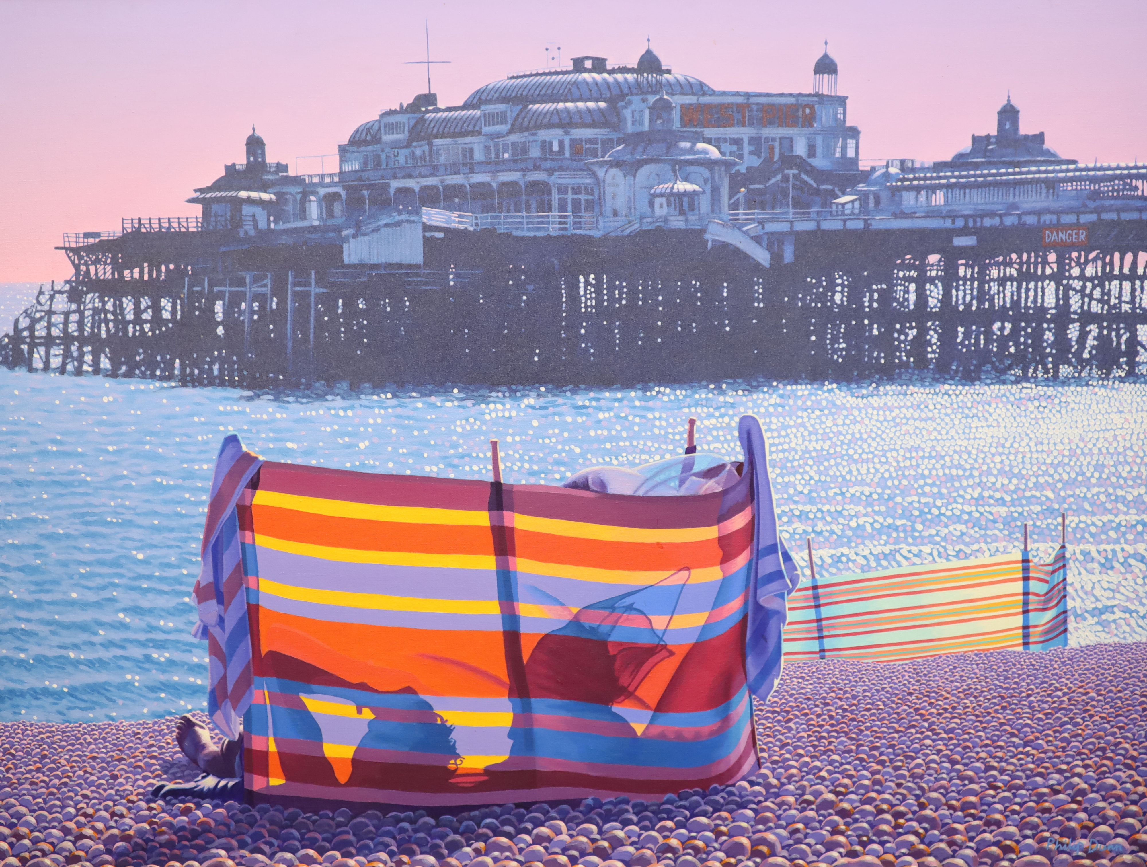 § Philip Dunn (1943-) The West Pier, Brighton 35.5 x 47.5in.